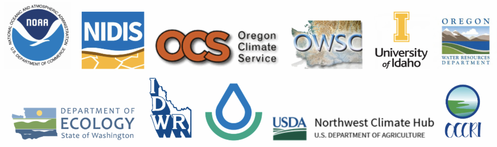 Logos of partners who contributed to this list of Pacific Northwest drought resources (written out above).