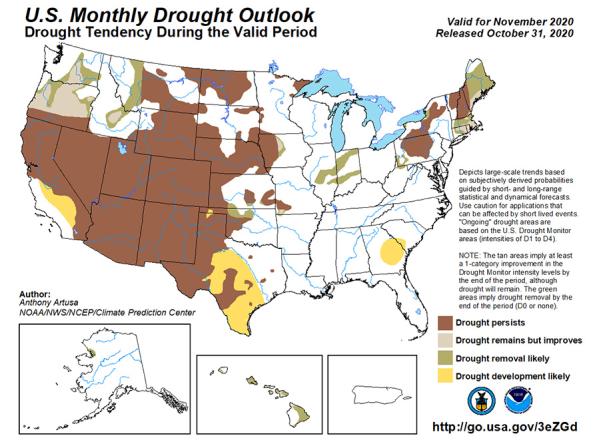 Example monthly drought outlook
