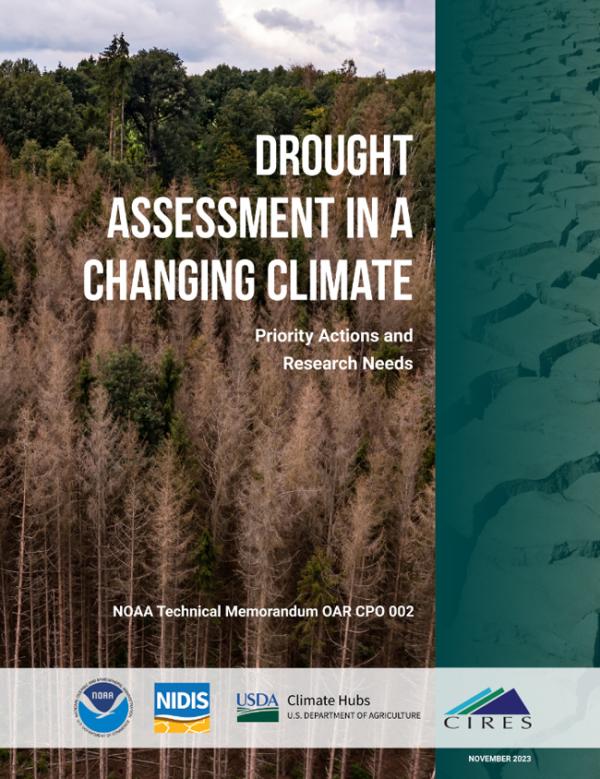 Report cover for "Drought Assessment in a Changing Climate: Priority Actions and Research Needs," published in November 2023.