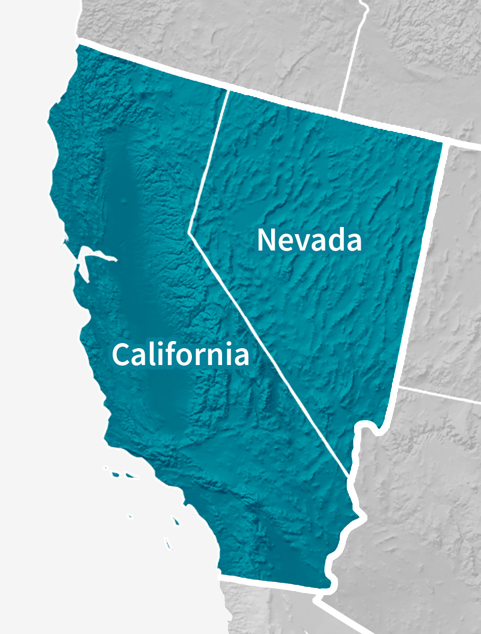 Map of the California-Nevada DEWS region