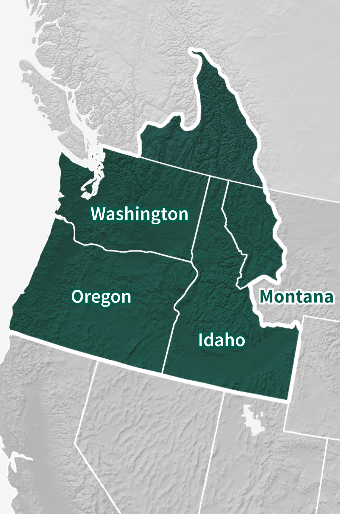 Map of the Pacific Northwest DEWS region, which includes Idaho, Oregon, Washington, and part of Montana
