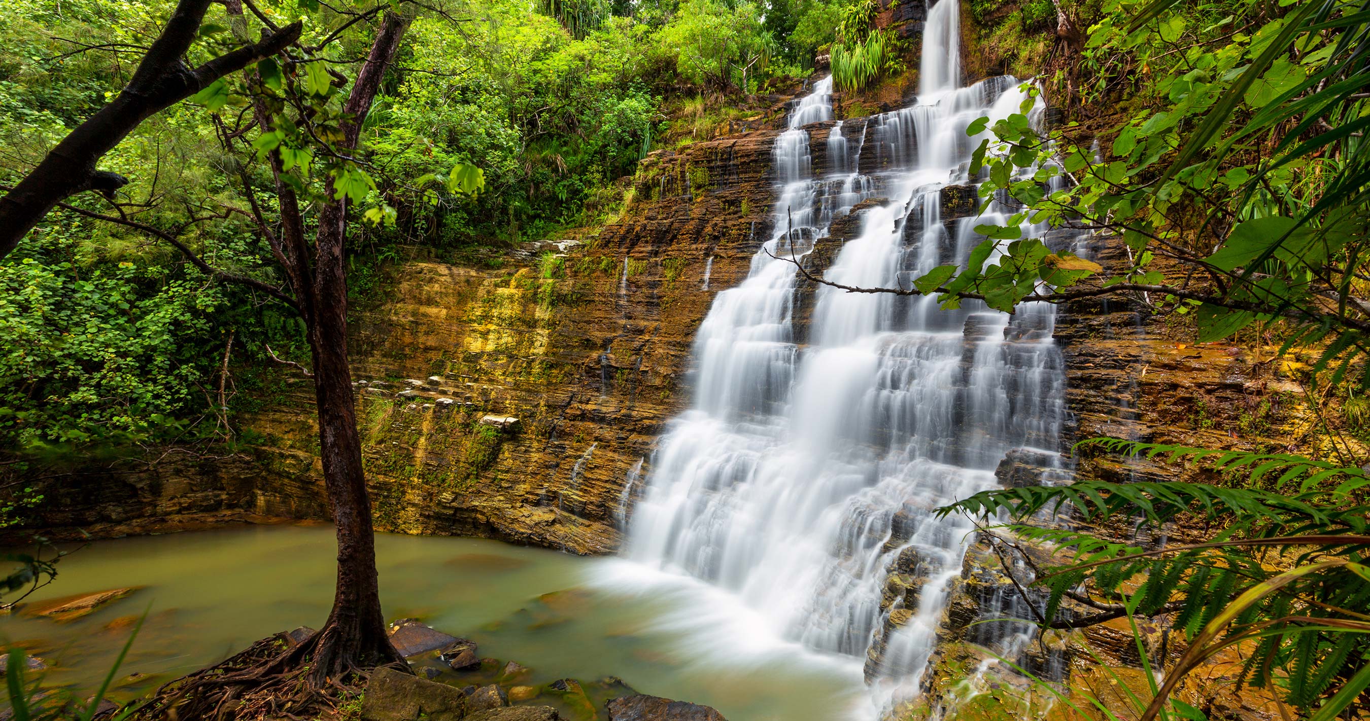 Tarzan Falls waterfall in Santa Rita, Guam.