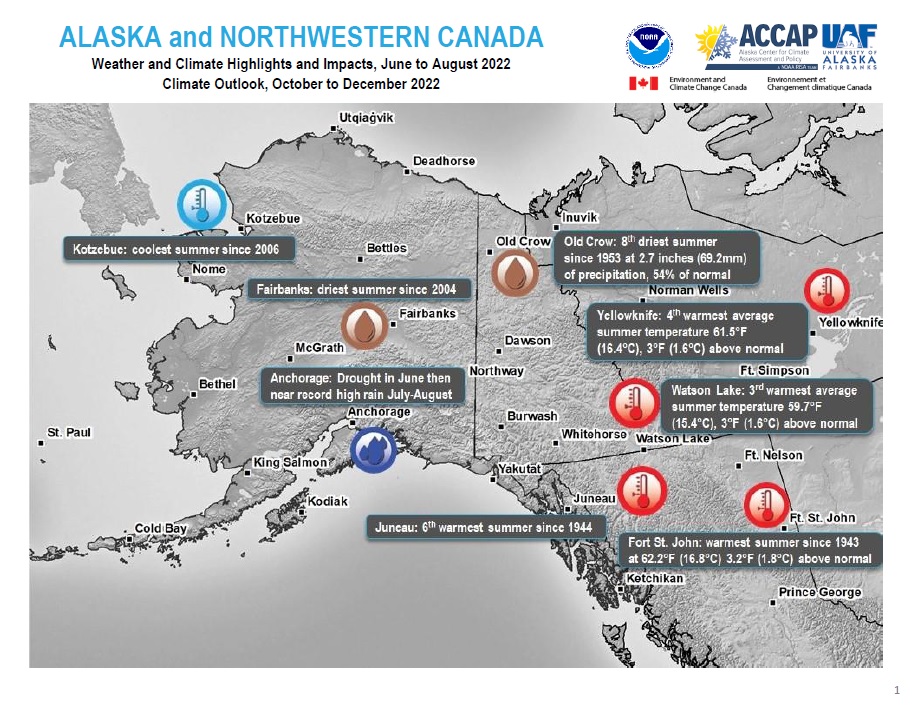 Quarterly Climate Impacts and Outlook report for Alaska and Northwestern Canada.