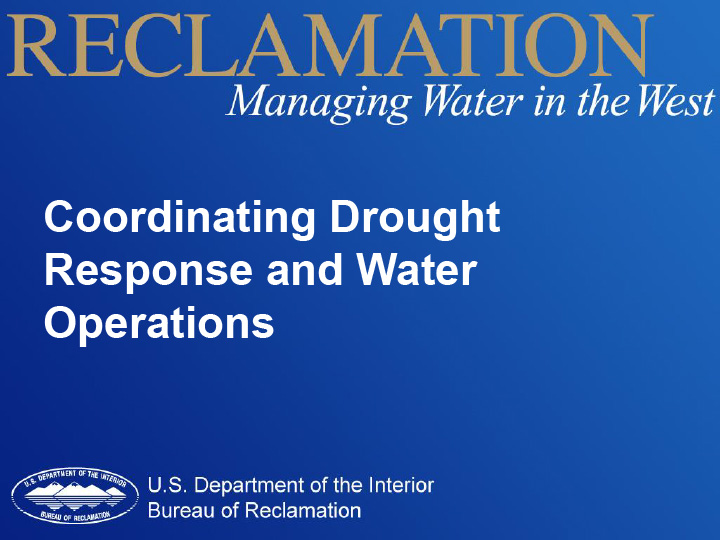 title slide from presentation on water reclamation in the western region