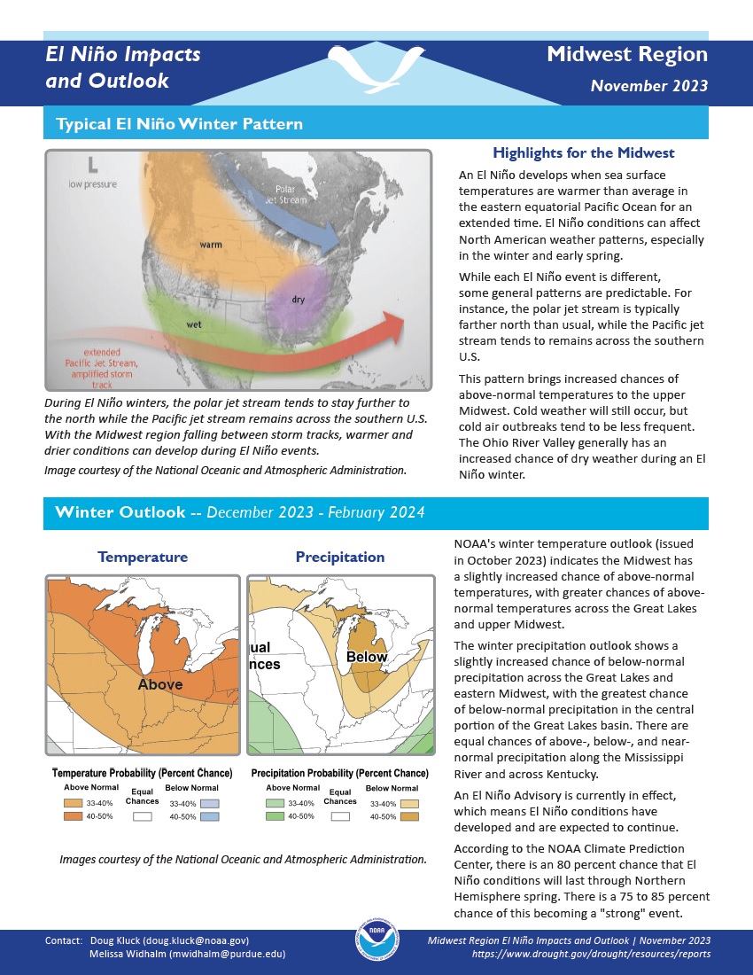 Example image of the ENSO Impacts and Outlook report.