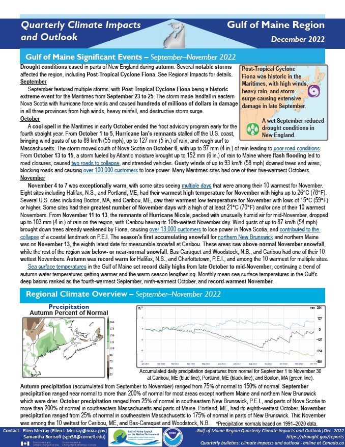 December 2022 Gulf of Maine Climate Impacts and Outlook report.