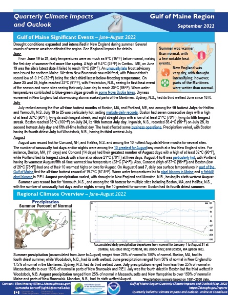 Climate Impacts and Outlook report for the Gulf of Maine region.