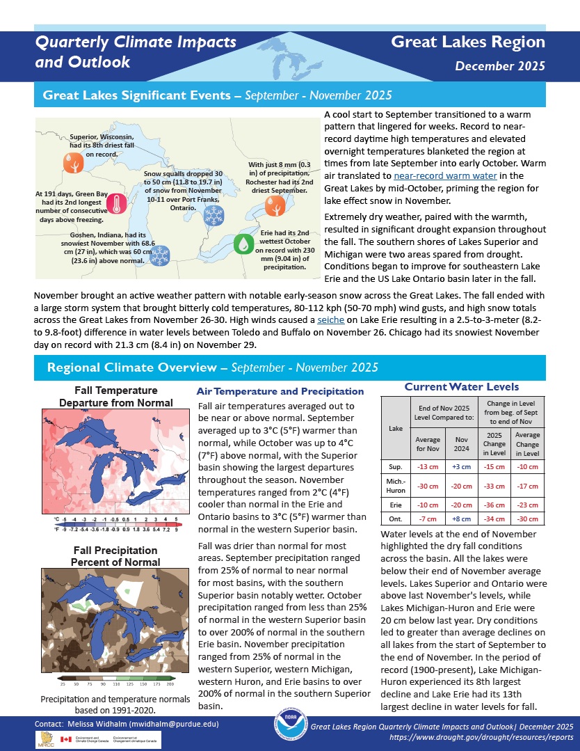 Example image of the quarterly climate impact and outlook report.