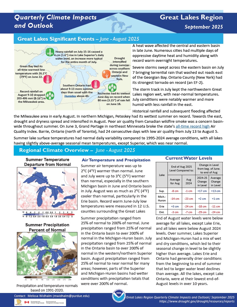 Example image of the quarterly climate impact and outlook report.