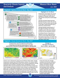 First page of the Quarterly Climate Impacts and Outlook for the Missouri River Basin - June 2020