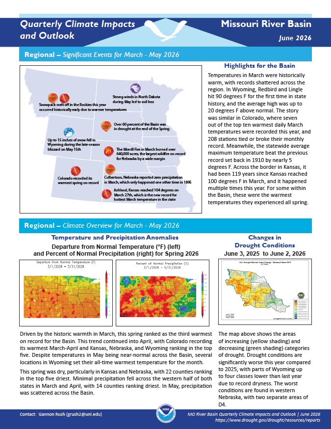 Example image of the quarterly climate impact and outlook report.