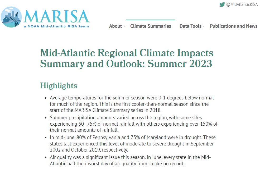 Example image of the Climate Impacts and Outlook report.