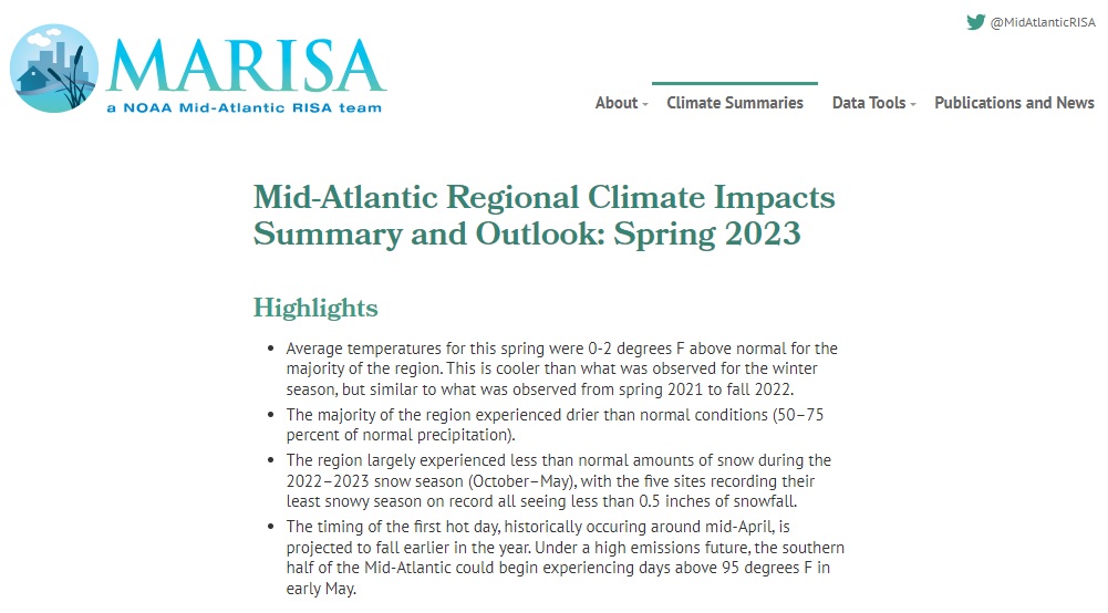 Example image of the Climate Impacts and Outlook report