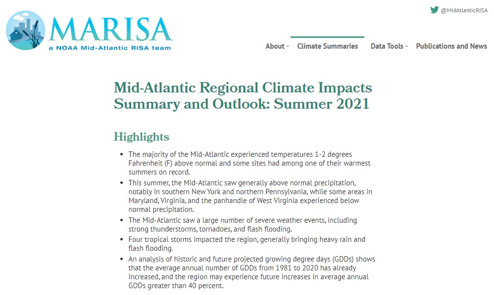 Example image of the Climate Impacts and Outlook report
