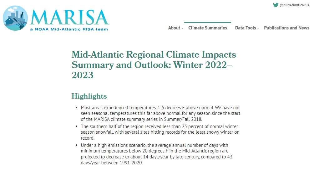 Example image of the Climate Impacts and Outlook report.