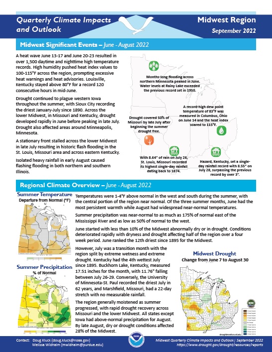 Quarterly Climate Impacts and Outlook report for the Midwest region.