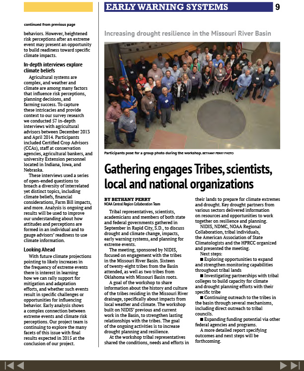 Single page newsletter on Increasing Drought Resilience in the Missouri River Basin