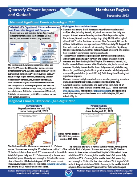 Quarterly Climate Impacts and Outlook report for the Northeast region.
