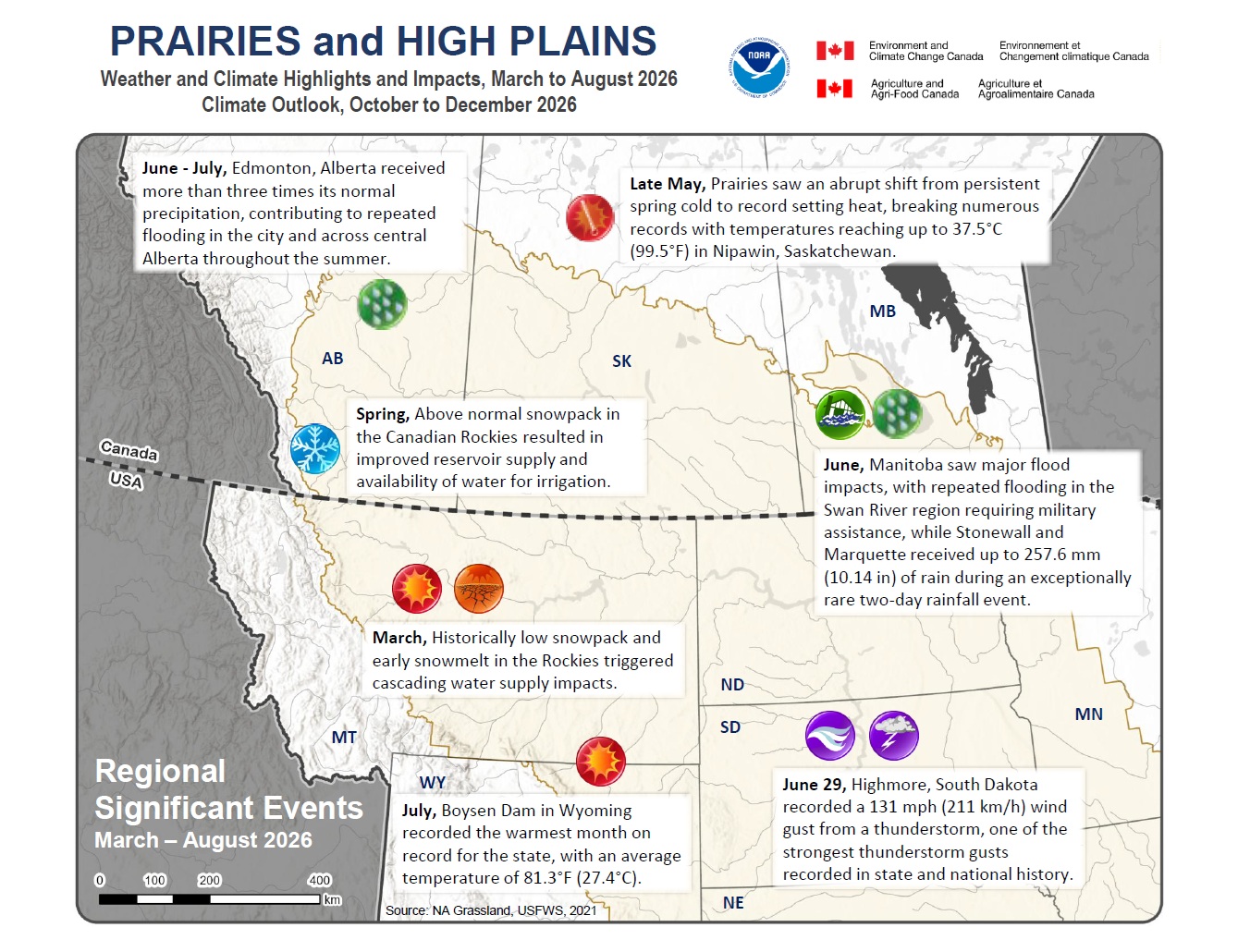 Example image of the quarterly climate impact and outlook report.