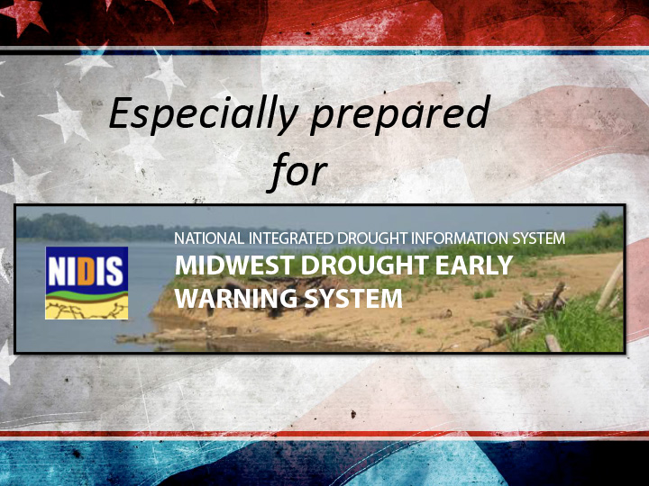 Title slide from presentation depicting the NIDIS logo behind an American flag backdrop