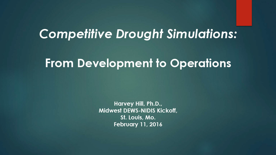 Title slide from presentation on competitive drought simulations