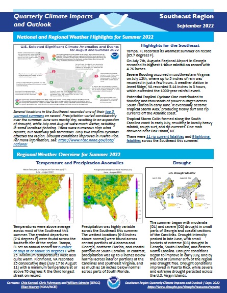Climate Impacts and Outlook report for the Southeast region.