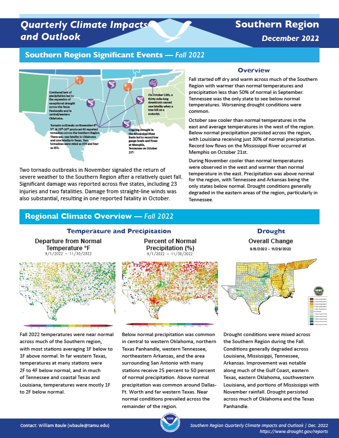 December 2022 Southern Climate Impacts and Outlook report.