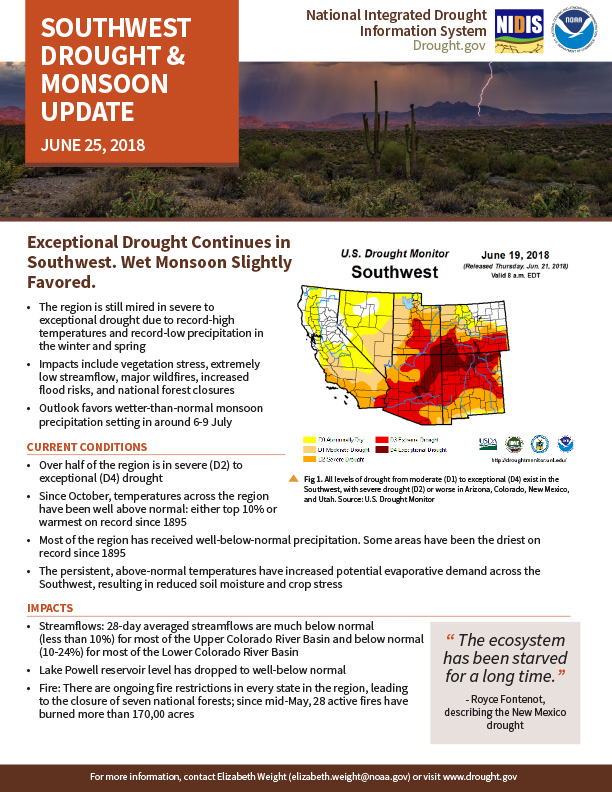 Southwest Drought & Monsoon Update - June 25, 2018