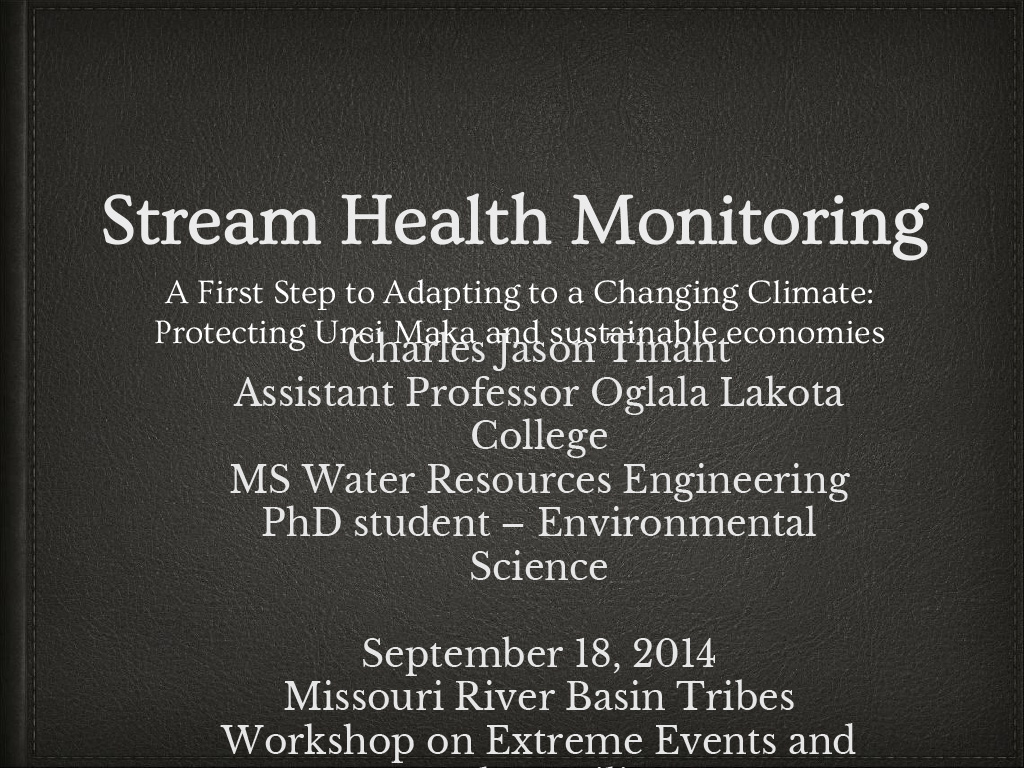 opening slide for presentation on Stream Health Monitoring