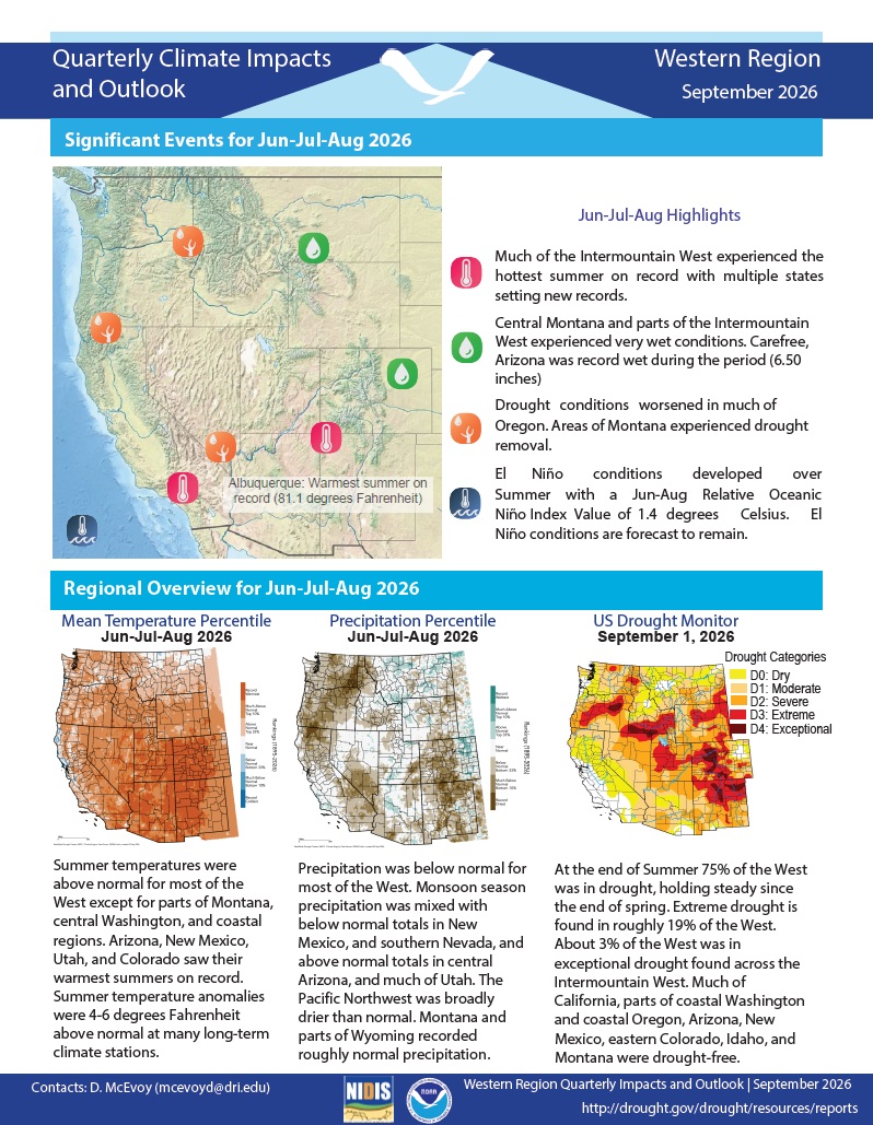 Quarterly Climate Impacts and Outlook for the Western Region - September 2026