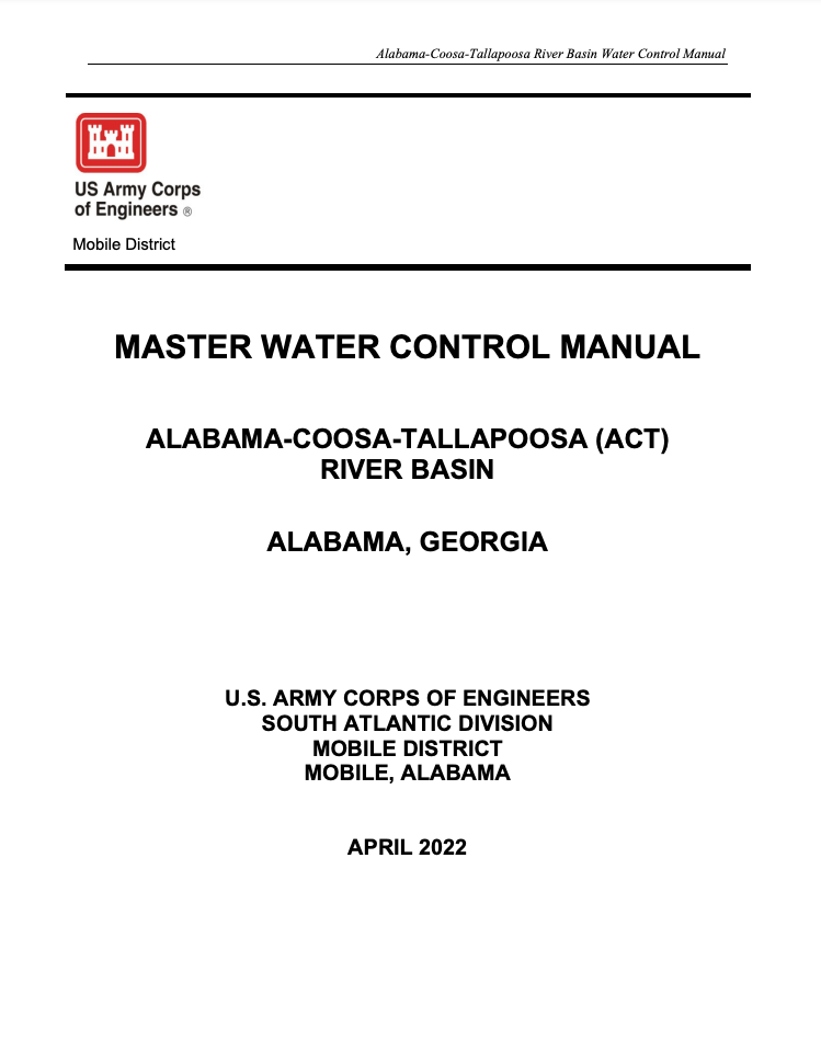 Cover page of the 2022 Master Water Control Manual
