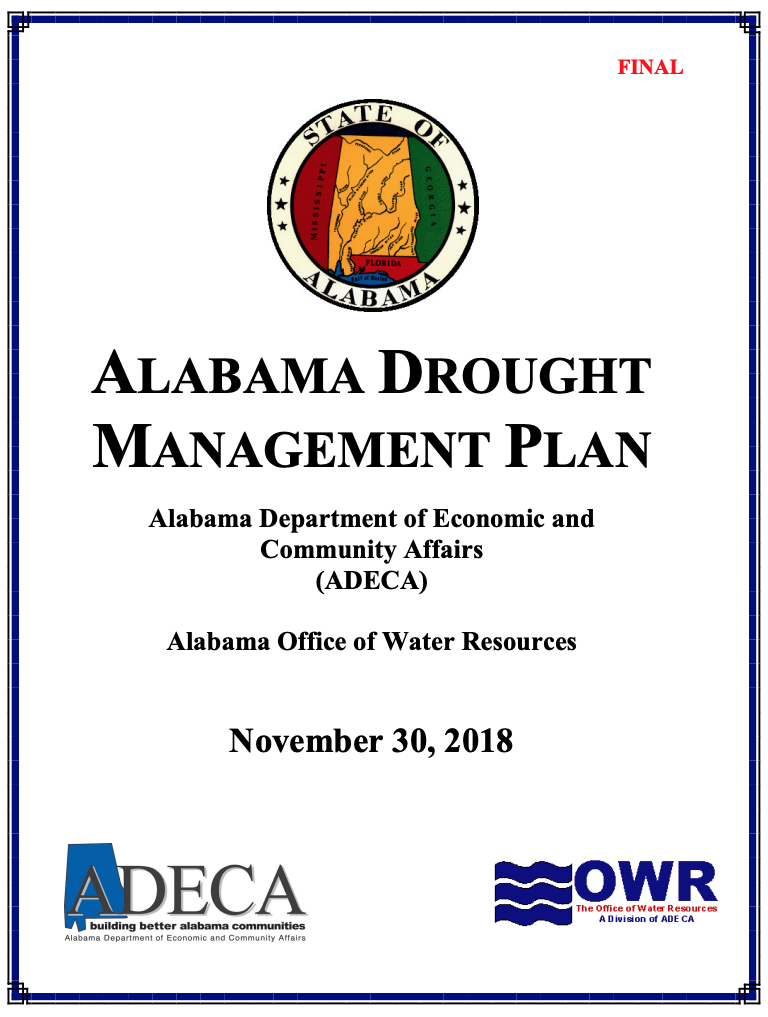 Cover page of the 2018 Alabama Drought Management Plan
