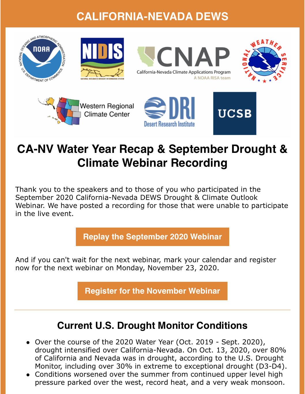 CA-NV Water Year Recap Email