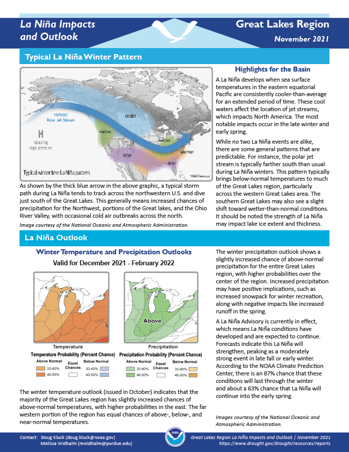 Preview of La Niña Impacts and Outlook for the Great Lakes Region