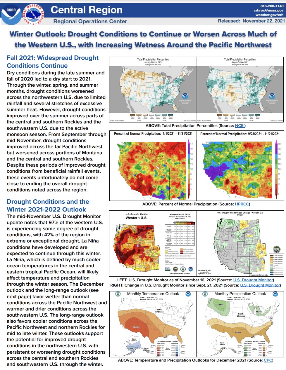 First page of the 2021–2022 Western U.S. Winter Hazards Outlook