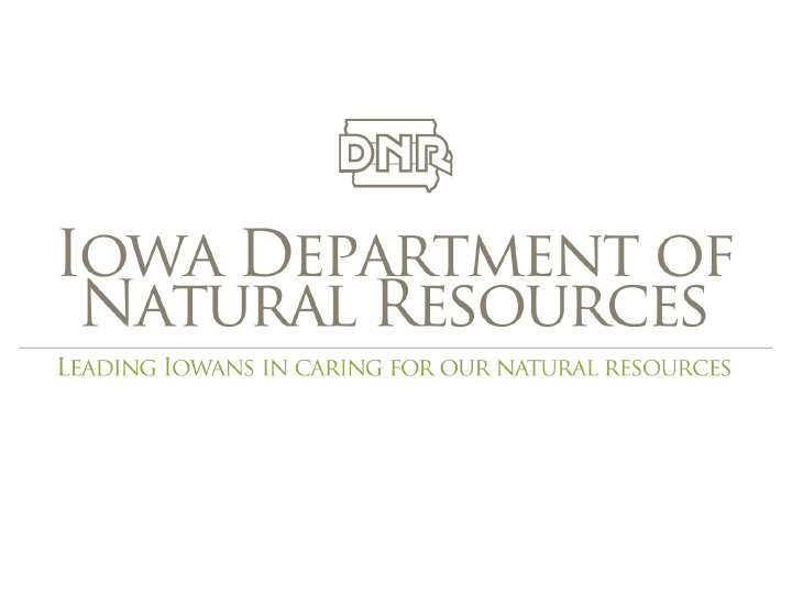 Title slide from presentation on State of Iowa Drought Planning showing title and Iowa DNR logo on a white background