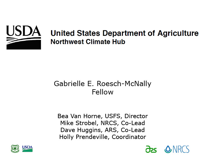 Title slide from presentation on USDA Climate Hubs
