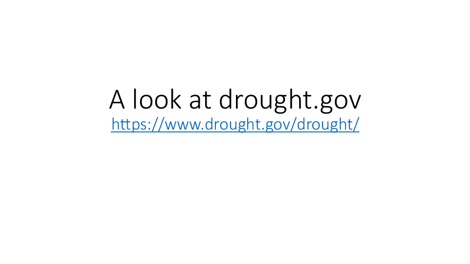 Title slide from presentation on U.S. Drought Portal Interactive Exercise showing title text with hyperlink to drought.gov