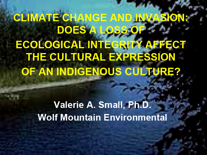 Title slide from presentation on Extreme Events Workshop: Climate Change and Invasion