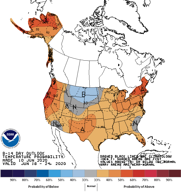 8-14 day outlook, temperature probability, National Weather Service Climate Prediction Center