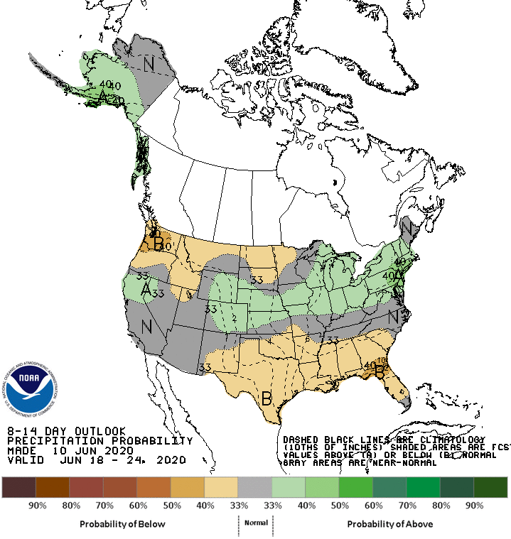 8-14 day outlook, precipitation probability, National Weather Service Climate Prediction Center