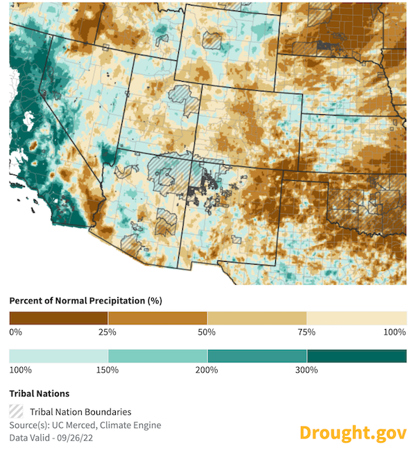 Most areas that were in extreme to exceptional drought at the beginning of summer have had sufficient precipitation through summer including near average precipitation through September, to ameliorate drought conditions.