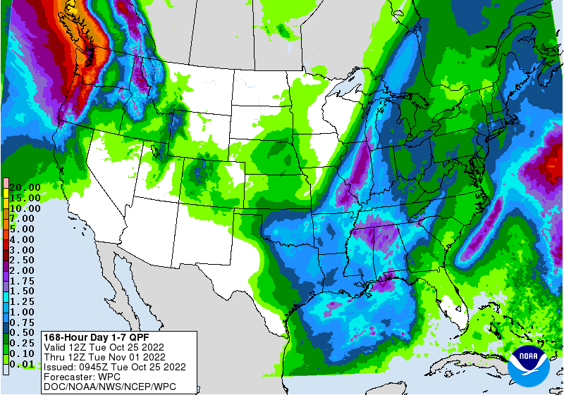 From October 25 to November 1, the National Weather Service forecasts some precipitation across parts of the Midwest (including Missouri).