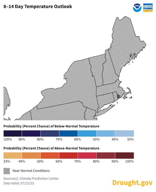 From July 20-26, odds favor near-normal temperatures across New York and New England.