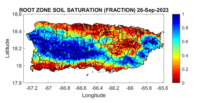 Dry soil conditions persist across  across the southern slopes and northwest Puerto Rico as well as portions of the eastern interior.