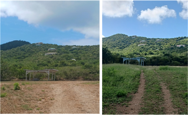 Lang’s Peak on St Croix, USVI. Photo on left from September 16, 2023 and on right from January 13, 2024. 