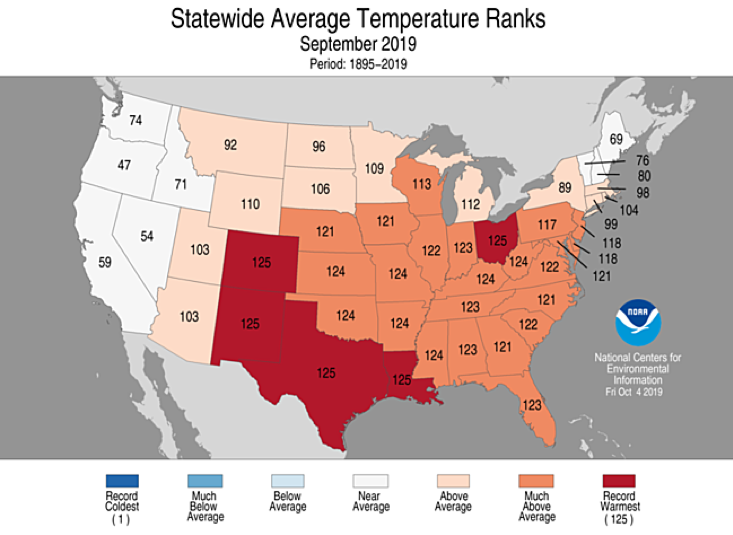 Statewise Average Temperature Ranks Map