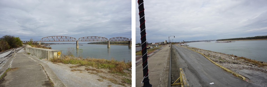 Low water levels on the Mississippi River at Cairo, Illinois, in 2022. 