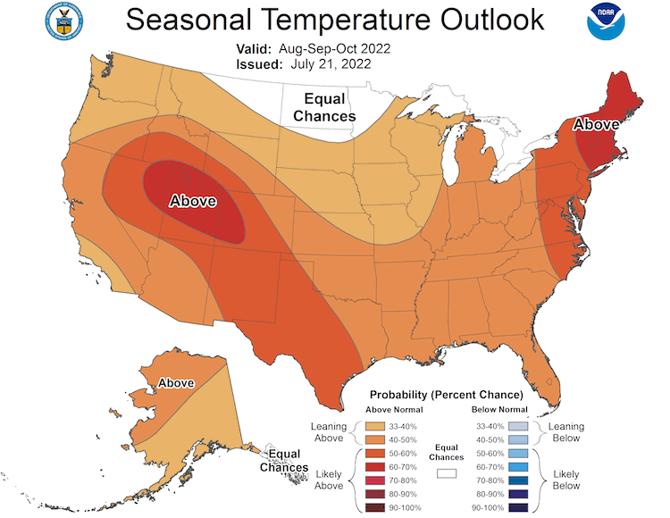 According to the Climate Prediction Center's 3-month temperature outlook, odds favor above normal temperatures for the Southern Plains.