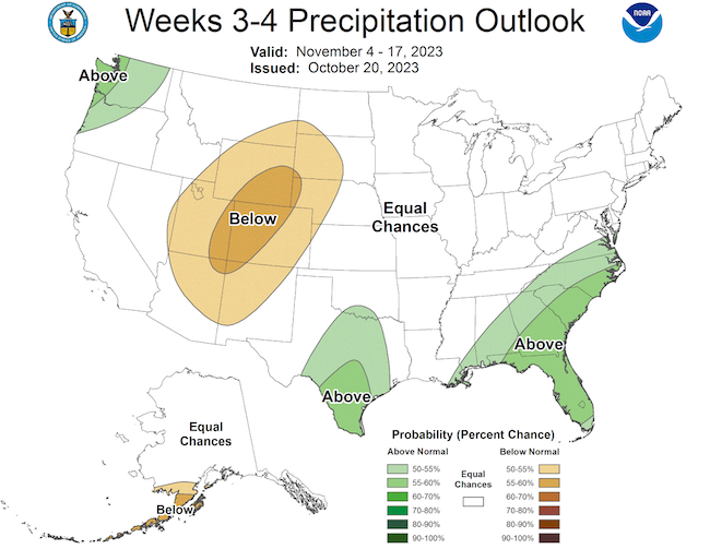 There are equal chances of above- or below-normal precipitation across the Northeast.